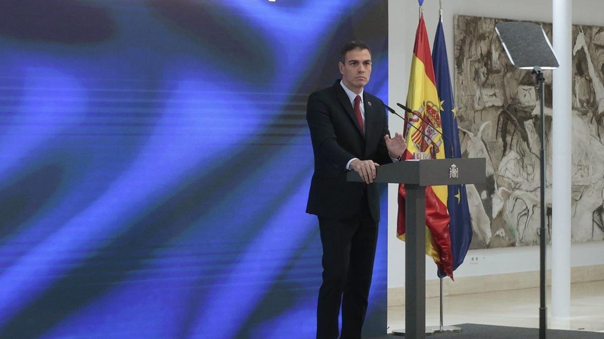 El presidente del Gobierno, Pedro Sánchez, durante su exposición del 'Plan de recuperación, transformación y resiliencia', este 7 de octubre en la Moncloa.