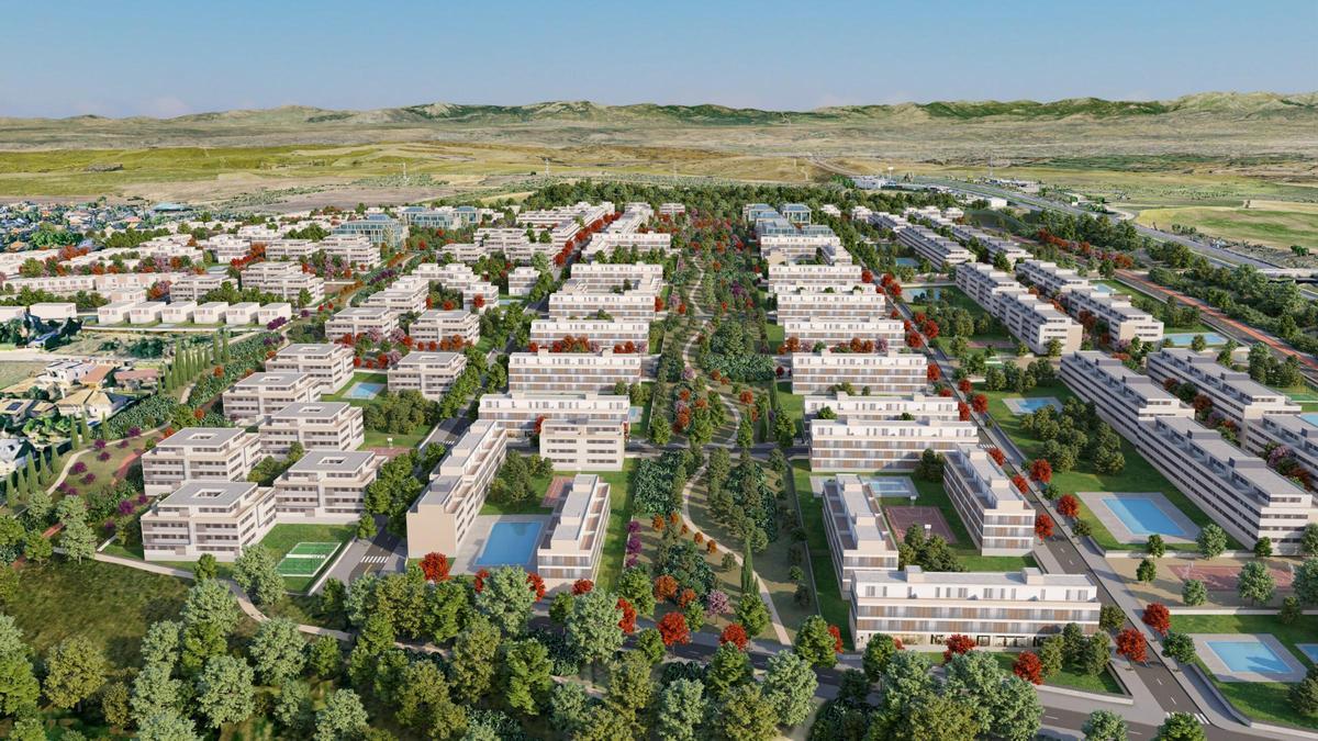 Recreación del futuro barrio de Retamar de la Huerta, en Alcorcón