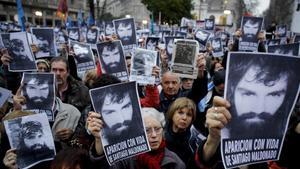 Manifestación en Buenos Aires en protesta por la desaparición del activista Santiago Maldonado.