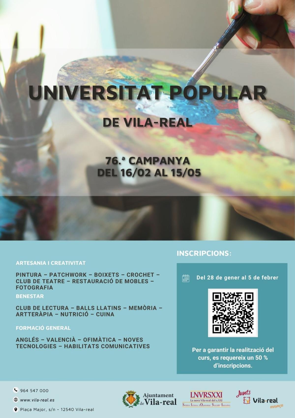 Imagen del cartel anunciador de la 76ª campaña de la Universitat Popular de Vila-real.