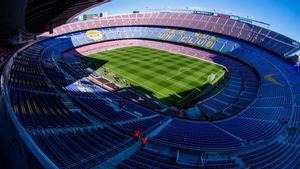 El Camp Nou, antes del derbi
