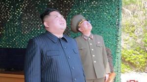 Kim Jong-un, el líder de Corea del Norte en una prueba de misiles.