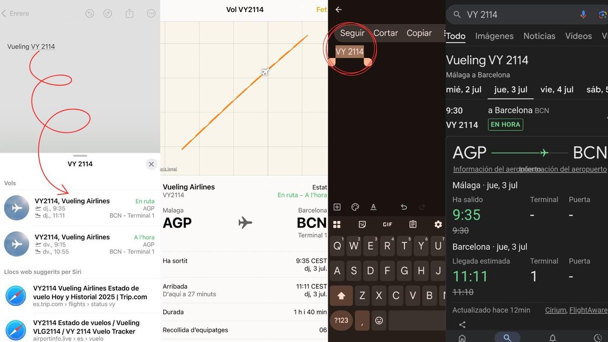 En la parte izquierda como se ve desde un iPhone en Notas y en la parte derecha desde un dispositivo Android