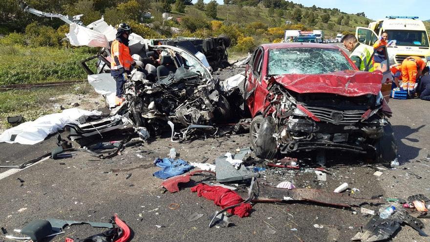 Estado en el que quedaban los vehículos implicados en el accidente.