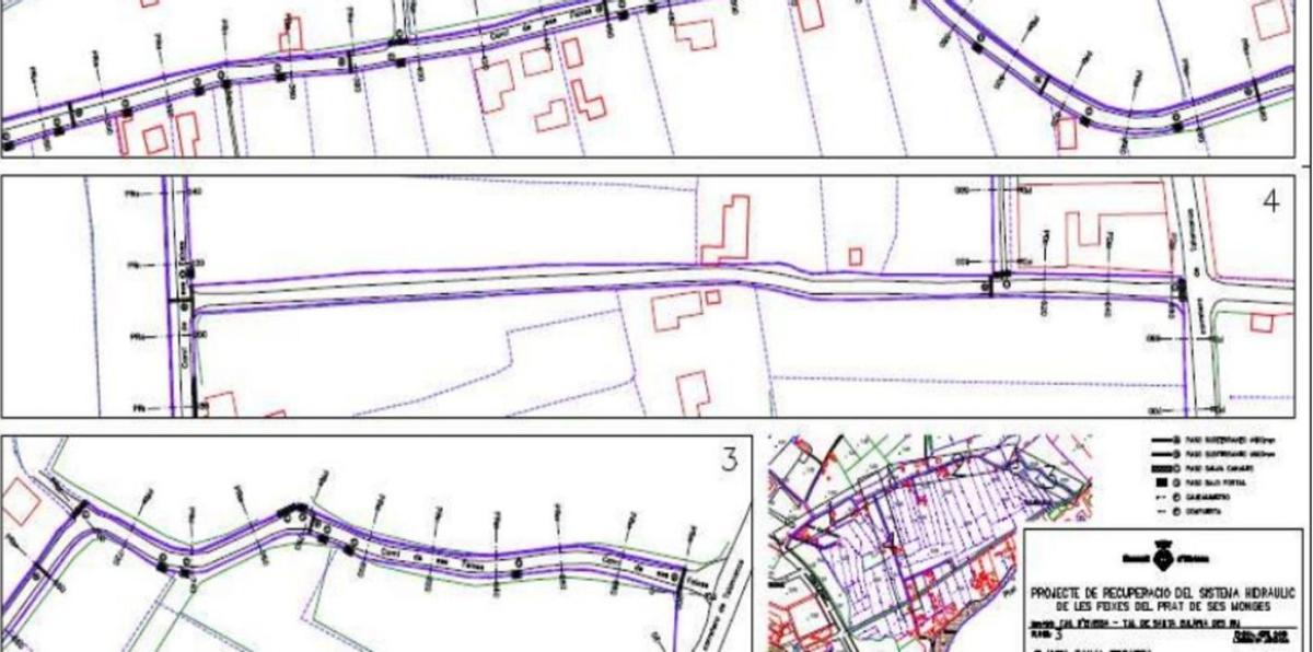 Planos de un proyecto de recuperación del sistema hídrico de ses Feixes de 2011. | CONSELL DE EIVISSA