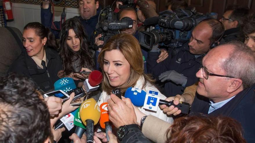 Susana Díaz, ayer tras comunicar de forma oficial a la dirección andaluza del partido que concurrirá a las primarias.