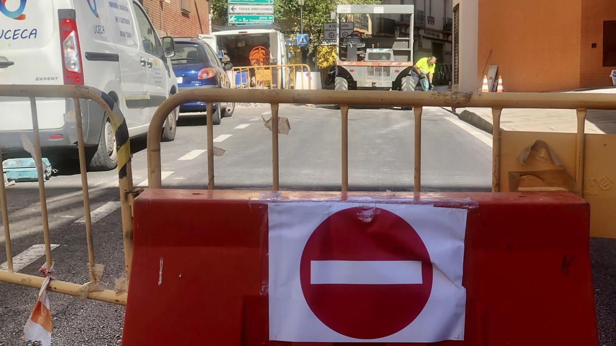 Confluencia de Colón con Camino Llano, donde se realizan obras desde primera hora de esta mañana.