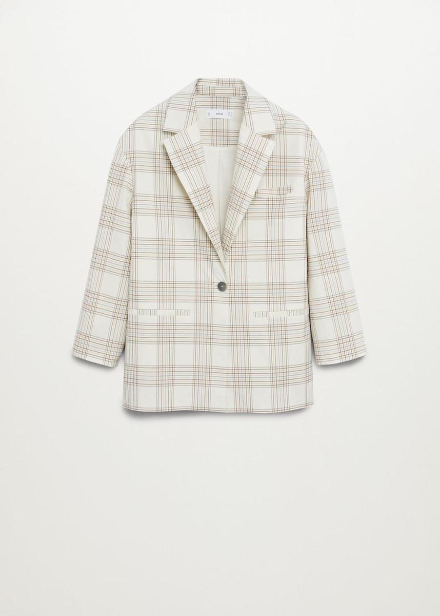 Blazer de algodón y estampado de cuadros, de Mango (49,99 euros)