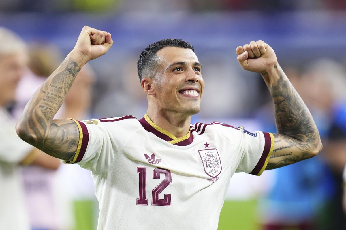 Pedro Porro celebra su gol ante Francia