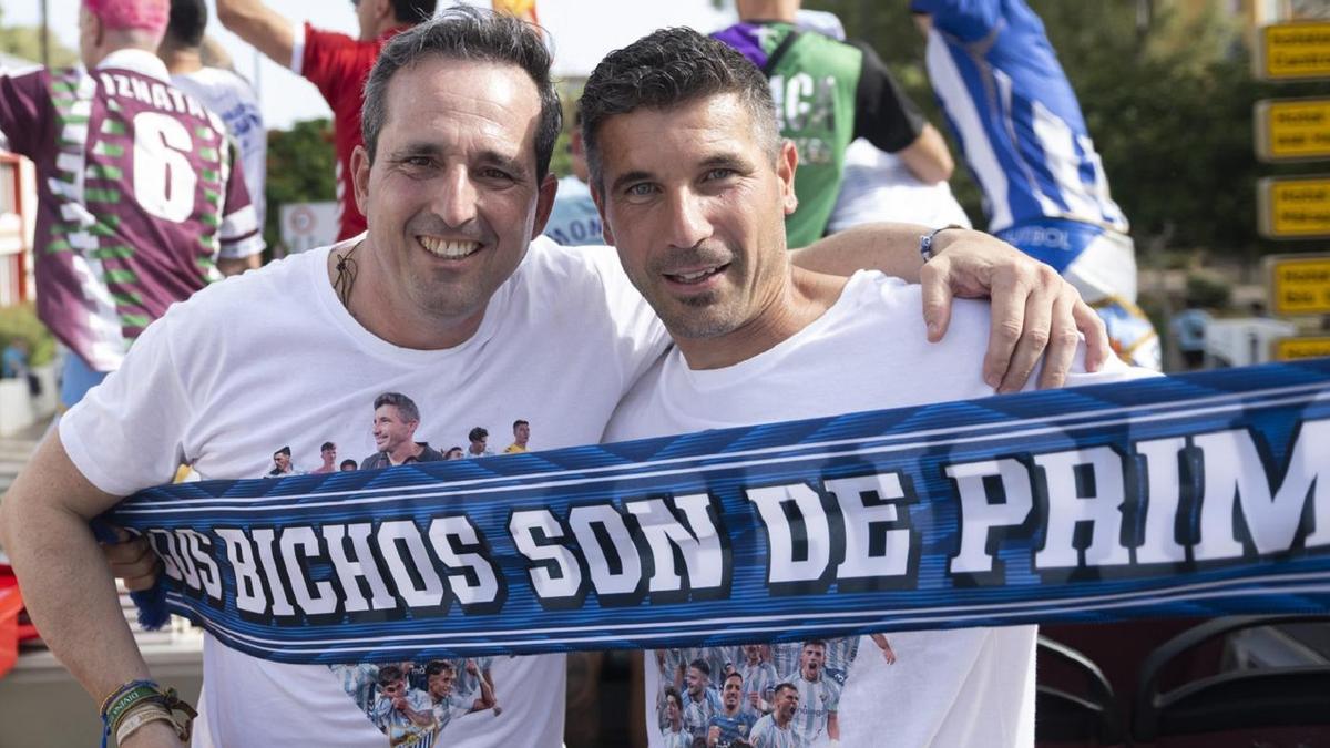 Kike Pérez y Juanfran Funes, durante la celebración del ascenso a Primera..