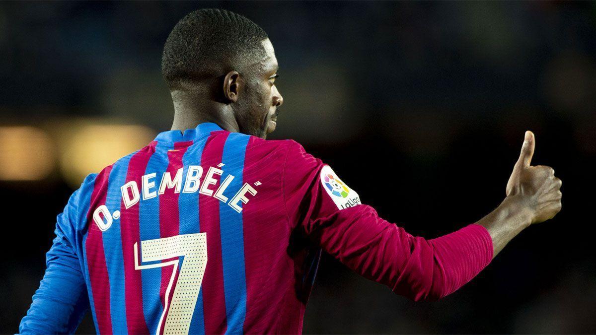 Dembélé, en un partido con el Barça.