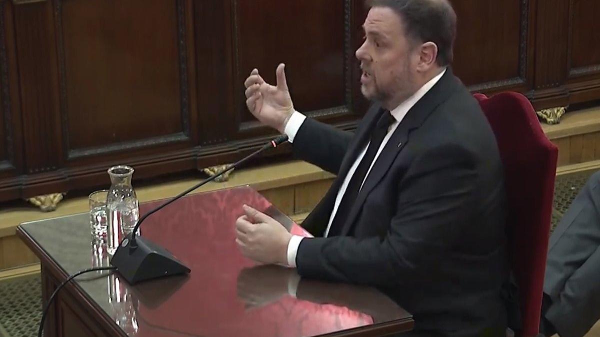 Oriol Junqueras declara durante la tercera jornada del juicio del 'procés'