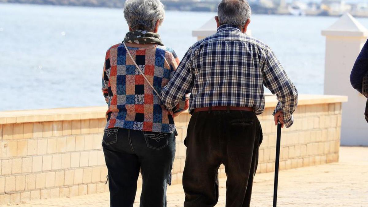 Una pareja de personas mayores, paseando por Los Nietos. | J.C.