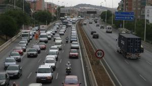 Retenciones en la C-31 a su paso por Badalona, en una imagen de archivo.