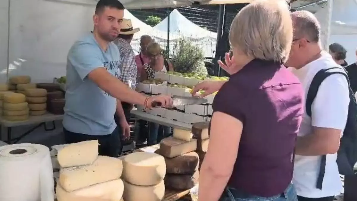 Mercadillo y feria de ganado en el día grande de las fiestas de Valleseco