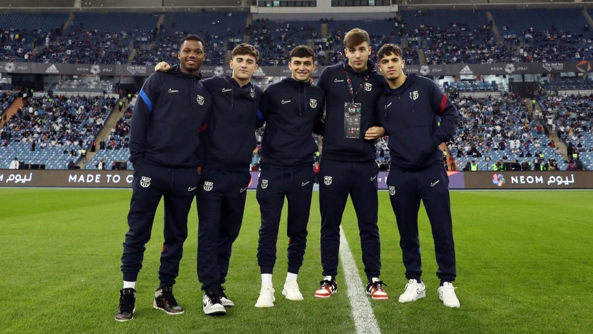 Ansu, Gavi, Pedri, Nico y Abde en la Supercopa