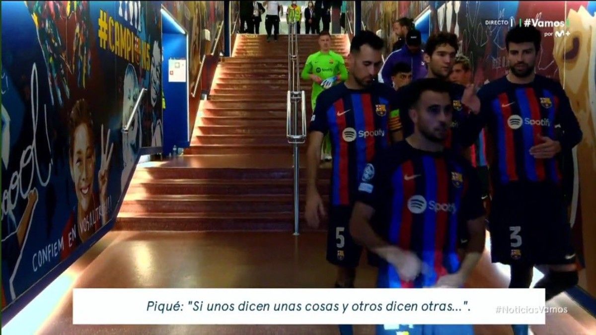 ¿Criticaba Piqué al staff? Las imágenes al descanso del Barça-Inter que dan que hablar