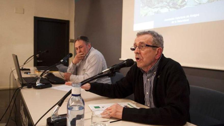 Arriba, por la izquierda, Ignacio Martínez y Carlos Lastra, durante su exposición. Junto a estas líneas, público asistente a la charla. | david steam