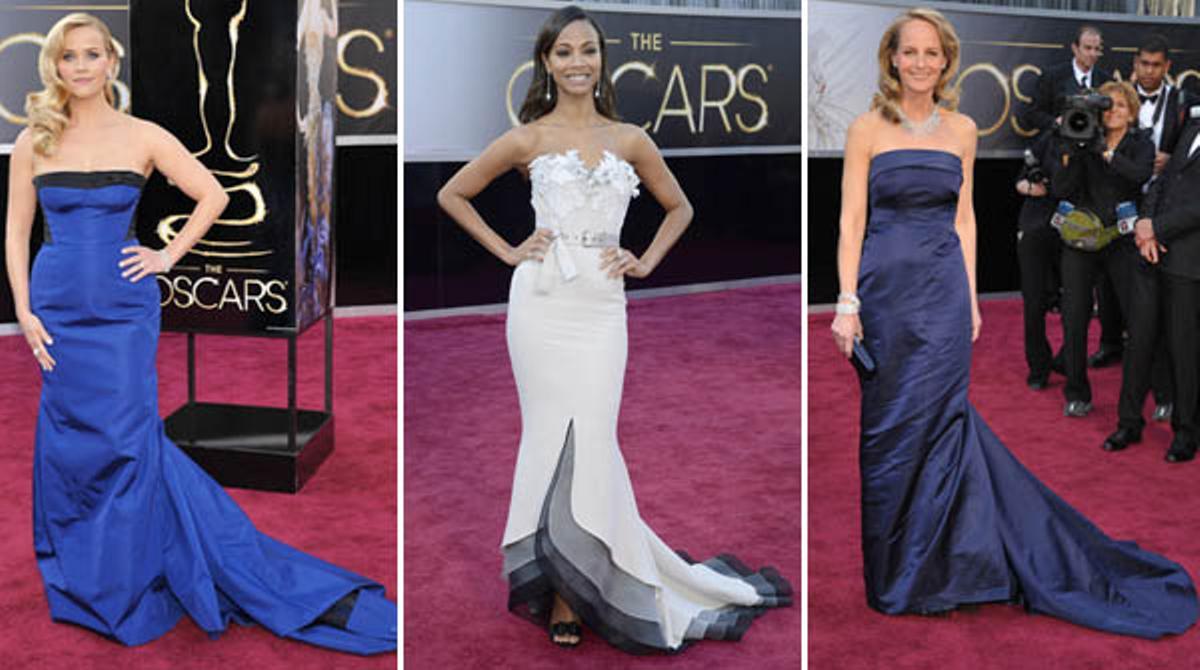 L’alfombra vermella dels Oscars, més discreta que de costum, amb vestits de llargues cues i colors suaus.