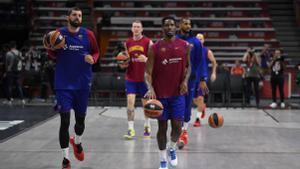 Los jugadores del Barça se entrenan en el Stark Arena, el escenario de la ’final four’ de la Euroliga