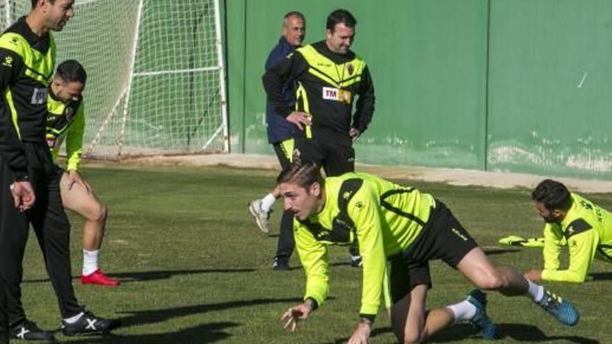 Josico, junto a Acciari y Adrián Jiménez, durante el entrenamiento del pasado martes.