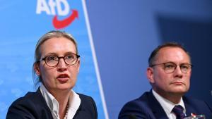 Los líderes de Alternativa para Alemania (AdD), Alice Weidel y Tino Chrupalla, durante una rueda de prensa en Berlín.