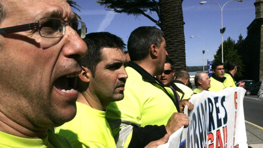 Protesta del pasado miércoles en el puerto de Ferrol.