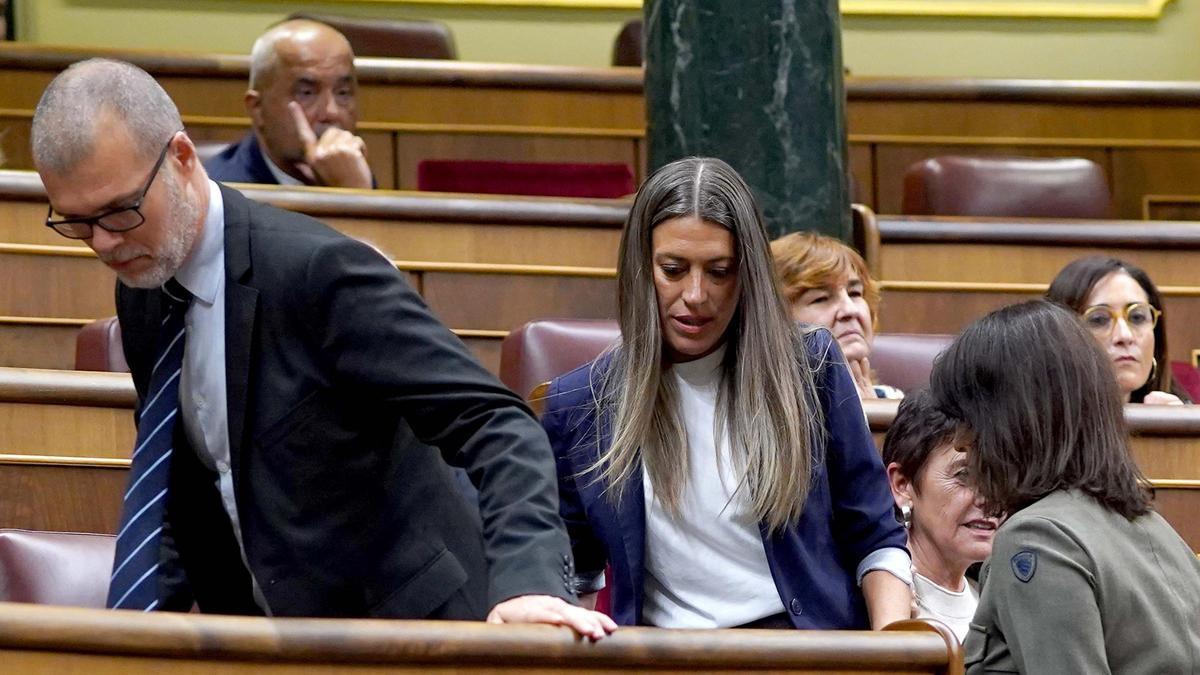 Miriam Nogueras   durante la primera sesión del debate de Investidura que se celebra estos días en el Congreso de los Diputados