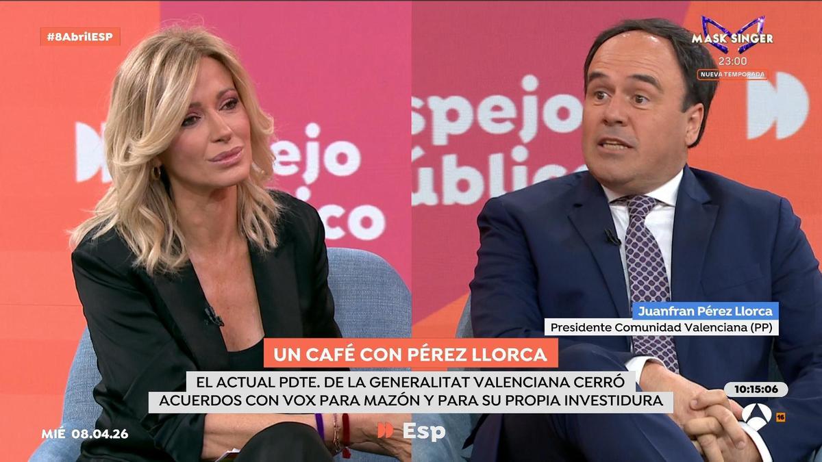Juanfran Pérez Llorca con Susana Griso en su primera entrevista en una televisión nacional