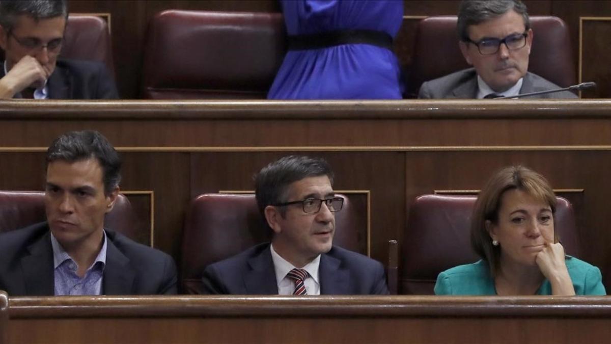 Pedro Sánchez, Patxi López y Soraya Rodríguez