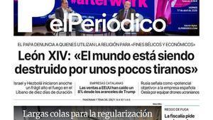 La portada de EL PERIÓDICO del 17 de abril de 2026