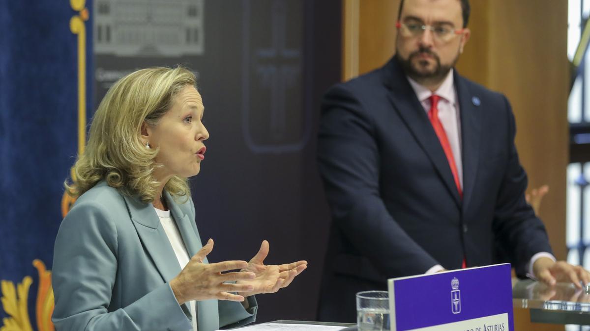 Rueda de prensa Nadia Calviño y Adrián Barbón.