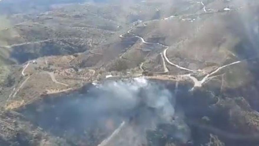 Efectivos del Infoca trabajan en un incendio forestal en Sedella