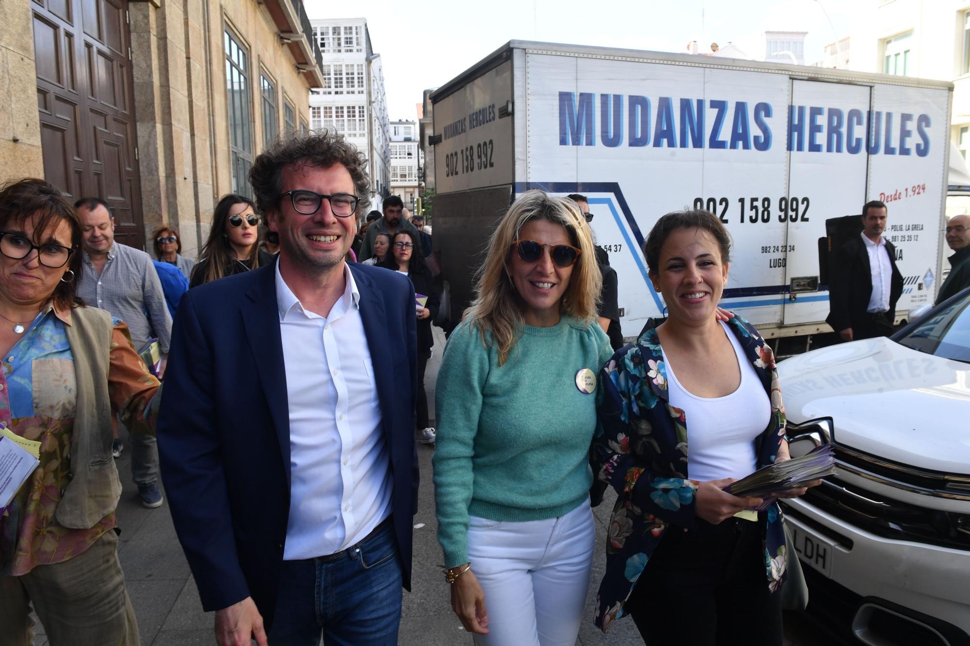 Visita de Yolanda Díaz para apoyar Por Coruña, la formación que encabeza José Manuel Sande