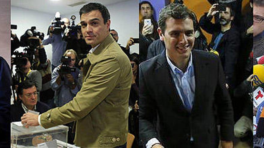 Rajoy, Sánchez, Rivera, Iglesias (v.li.).