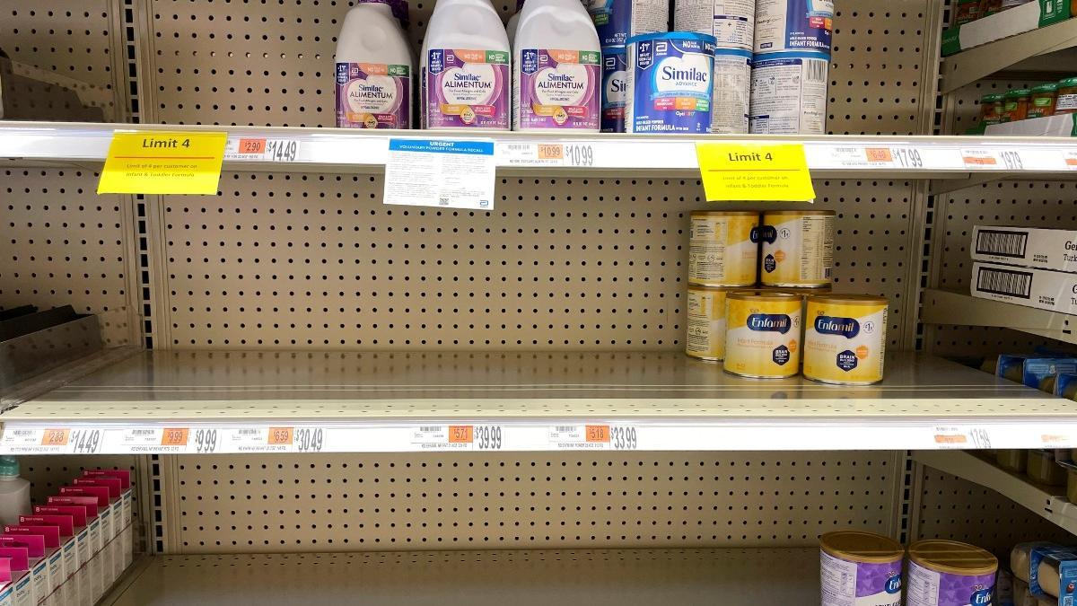 Supermercados de Estados Unidos con escasez de leche de fórmula para bebés