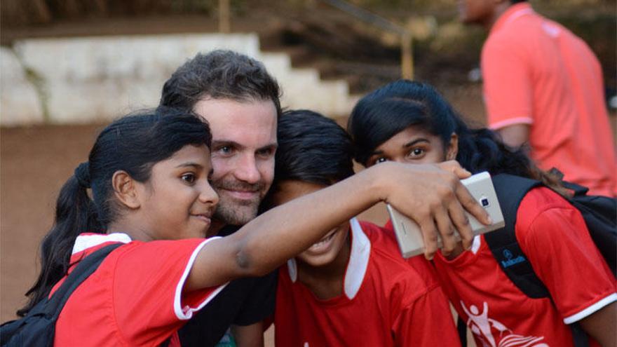 Juan Mata, en su viaje solidario a la India.