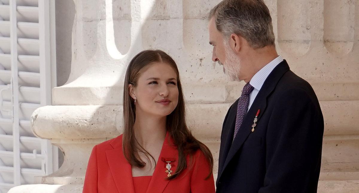 Madrid. 19.06.2024. Actos del X Aniversario de la proclamación del rey Felipe VI, celebrados en el Palacio Real. El Rey ha estado acompañado de la Reina Letizia, la Princesa Leonor y la Infanta Sofía