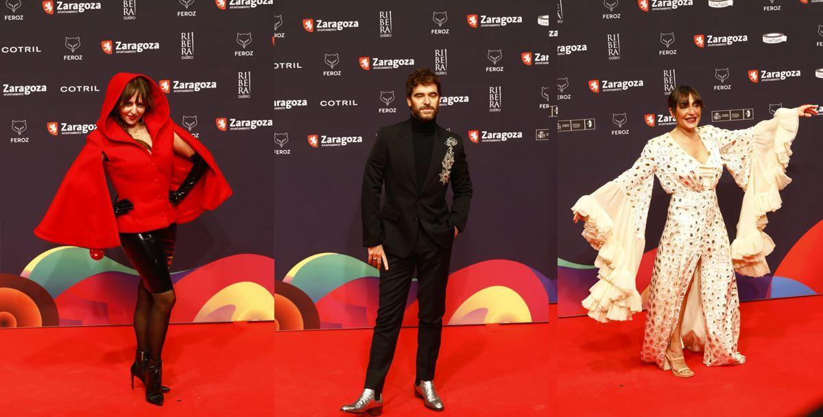 Yolanda Ramos, Alfonso Basave y Candela Peña en la alfombra roja de los Premios Feroz 2022.