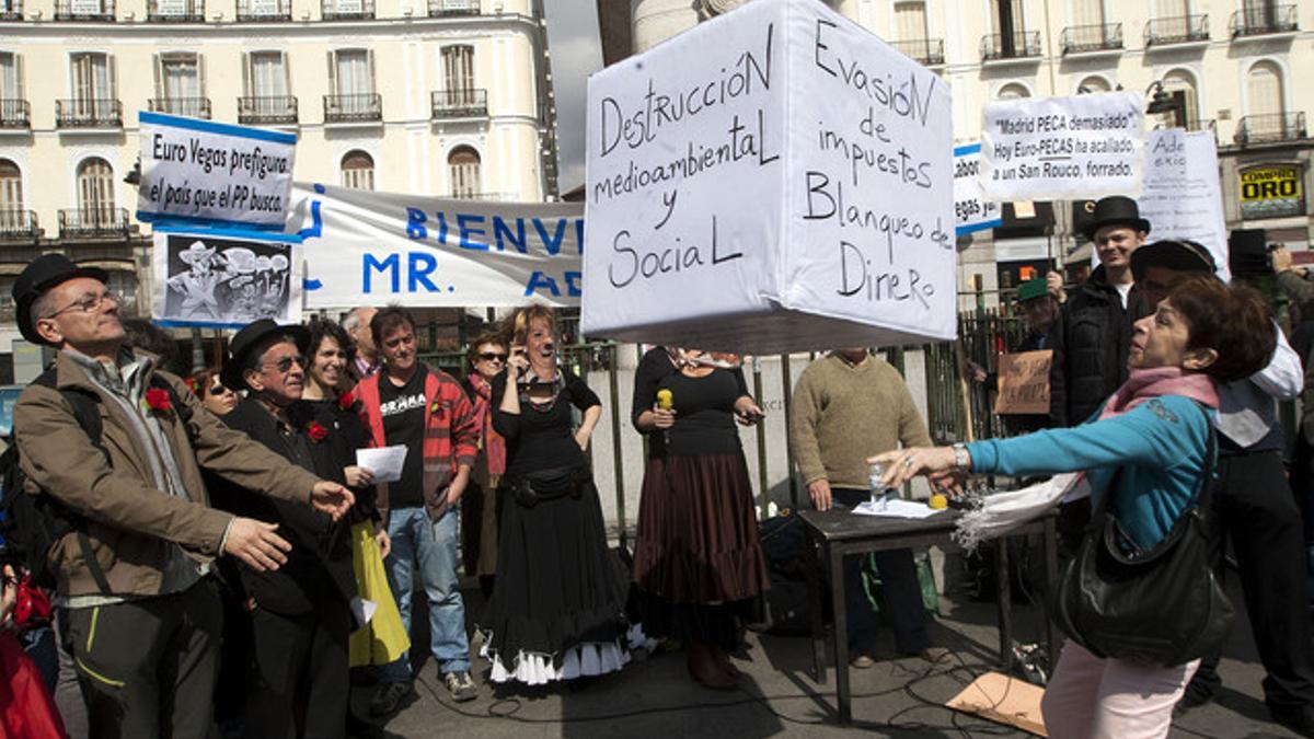 Concentración de la 'Plataforma Eurovegas, no', en Madrid