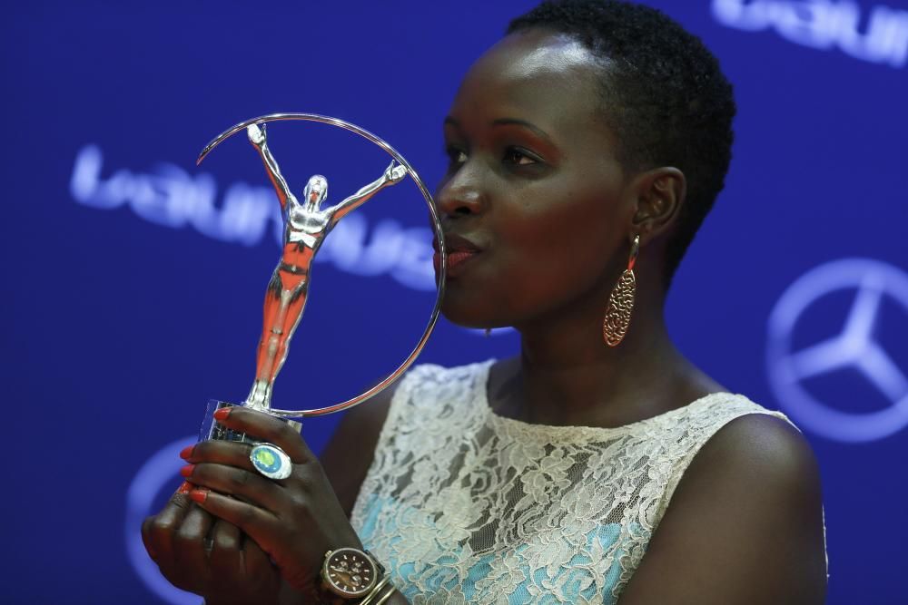 Muthoka of Kenya poses with Laureus sports for ...