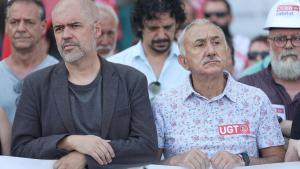 El secretario general de CCOO, Unai Sordo; y el de UGT, Pepe Álvarez; principales organizaciones sindicales de España.