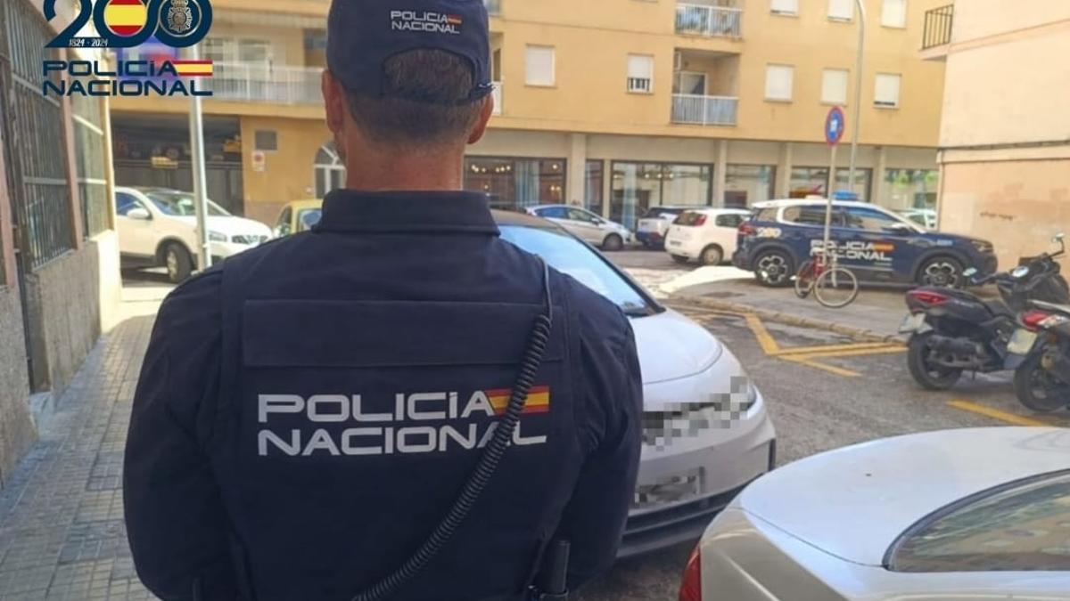 Un agente de la Policía Nacional en Palma.
