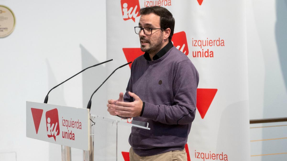 Alberto Garzón durante una reunión de la Coordinadora Federal de IU