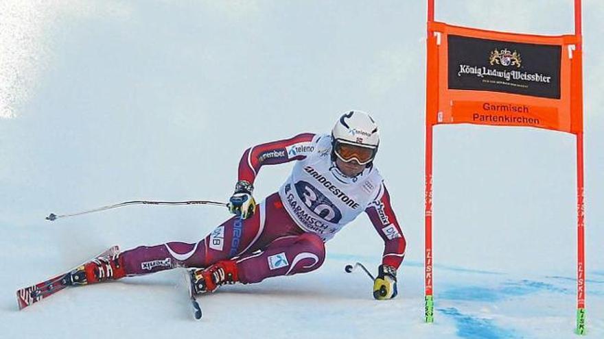 Aleksander Kilde, vencedor ahir, en un tram de la prova