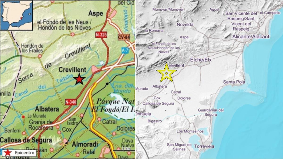 Epicentro del terremoto en Crevillent registrado esta madrugada