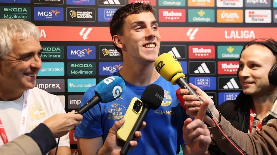 El momentazo de Barcia cantando tras la victoria del Dépor: "Oh vai no cavalinho"