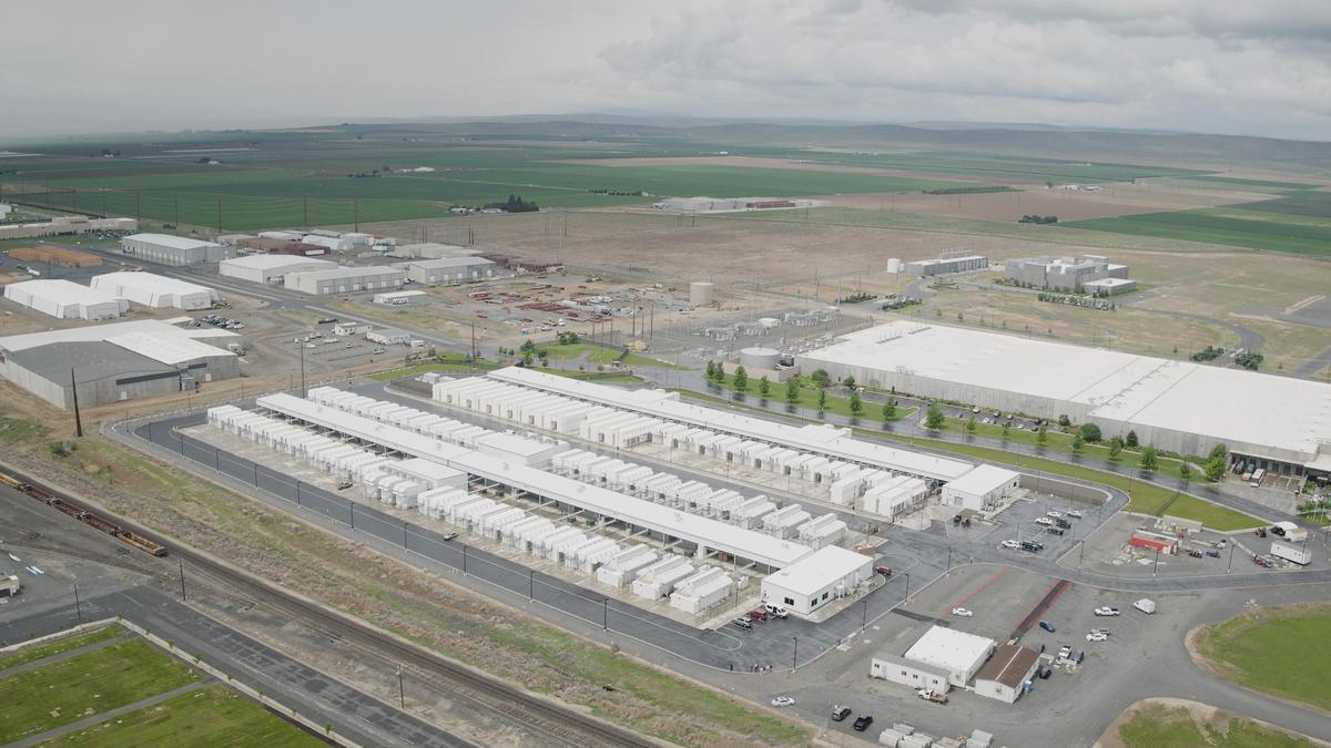 Vista aérea del entorno de un centro de datos de Microsoft.