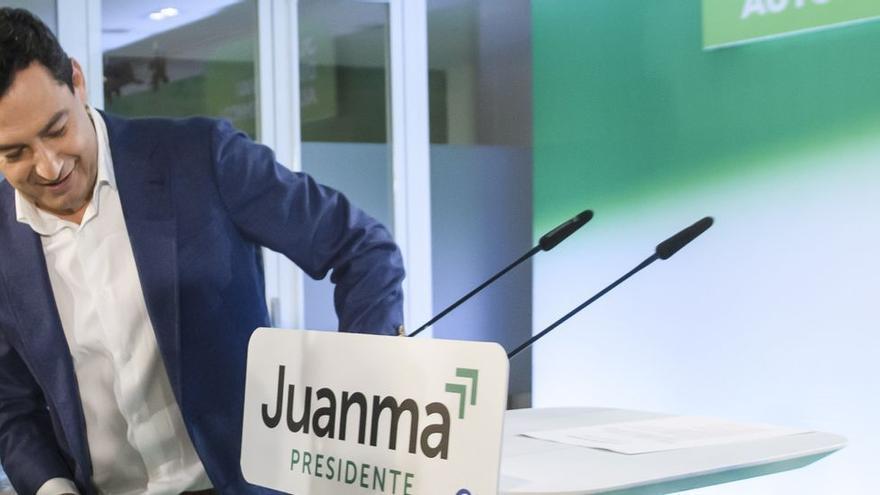 Juanma Moreno se aferra a la blanca y verde: &quot;Trabajaremos sin descanso para que gane Feijóo, pero este es un proyecto andalucista&quot;