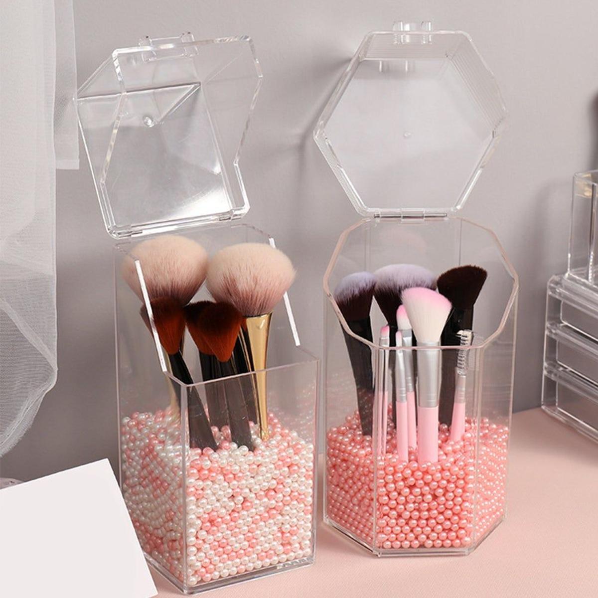 Organizador acrílico para brochas de maquillaje (Precio: 5,53 euros)